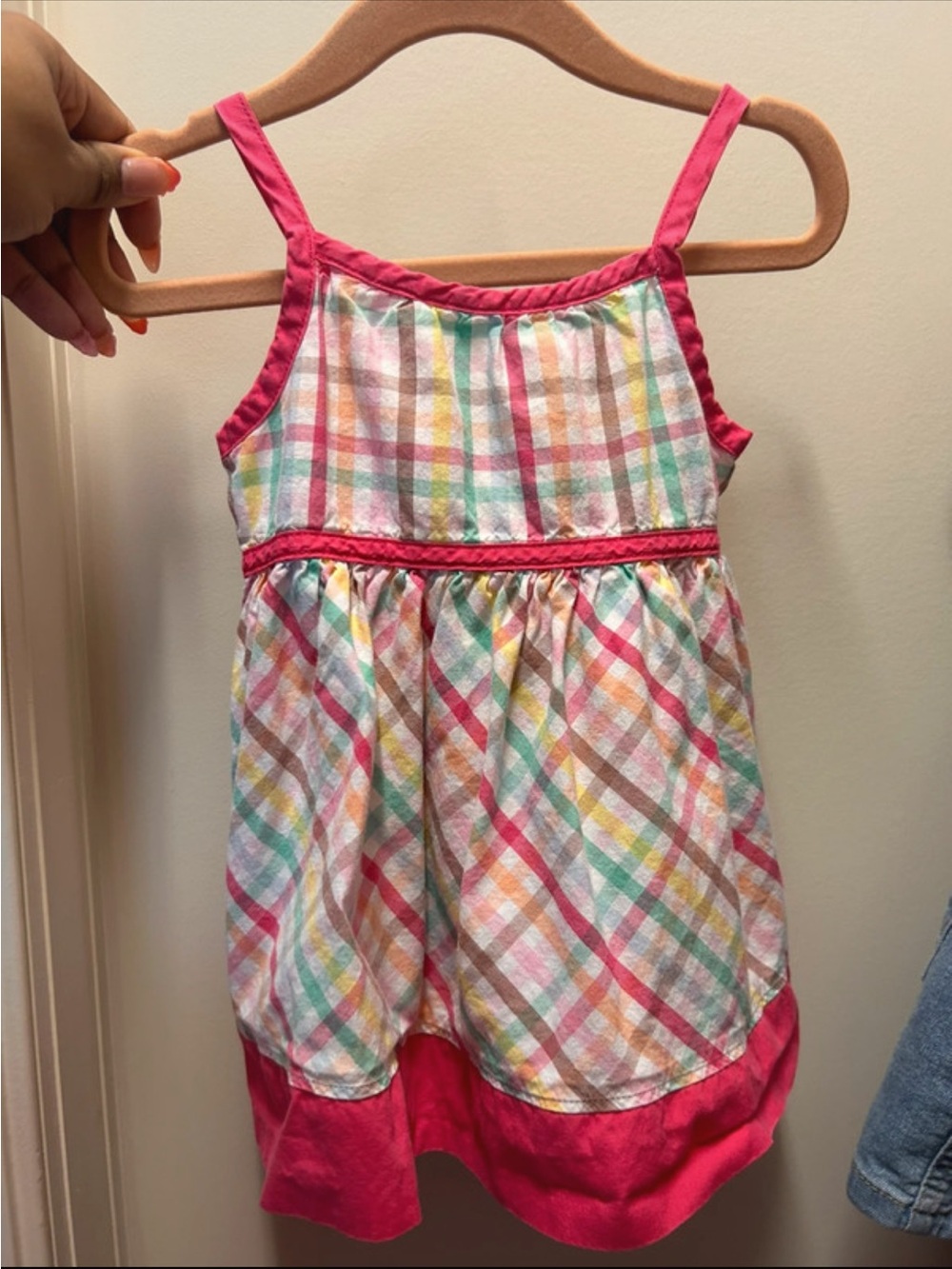 Vintage Y2K OshKosh B'gosh Rainbow Plaid Sundress 12 Months